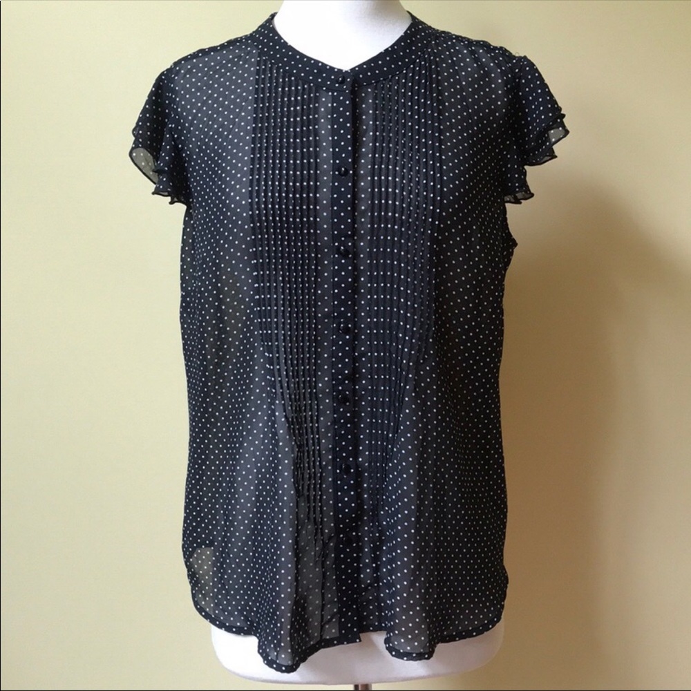 💐Covington Black/White Polka Dot Pintuck Blouse💐